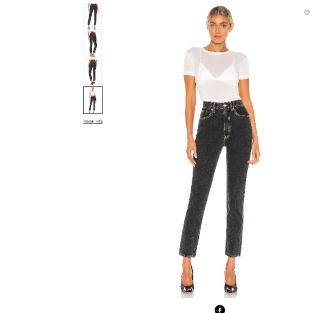 SLVRLAKE Beatnik Black Smoke High Rise Straight Leg Denim Jean Size 24